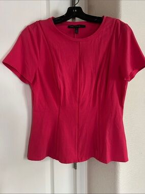 White House Black Market Hot Pink Short Sleeve Fitted Top